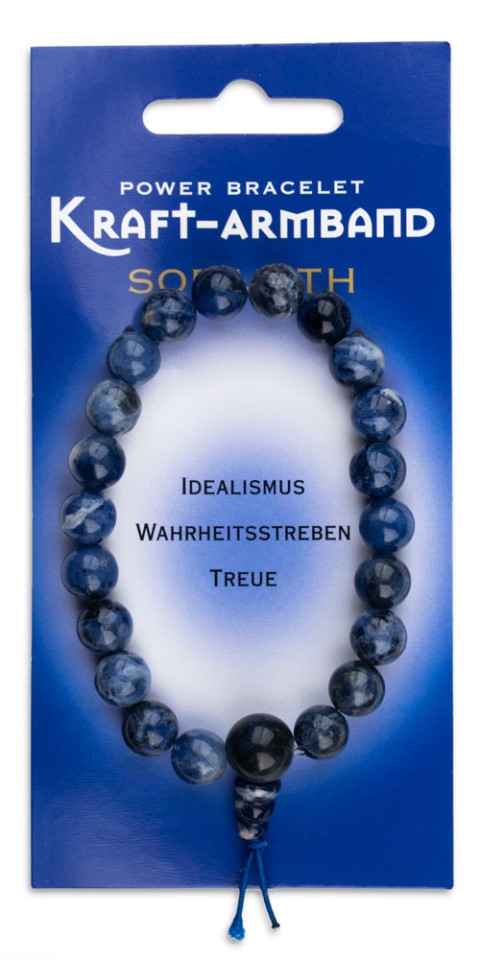 Energijska zapestnica moči Sodalit (Power Bracelet) – 8 mm kroglice, lastnosti: idealizem, iskanje resnice, zvestoba, jasnost, intuicija, notranji mir
