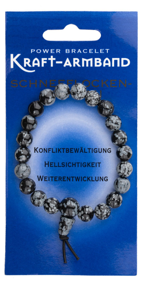 Energijska zapestnica moči Snežni obsidijan (Power Bracelet) – 8 mm kroglice